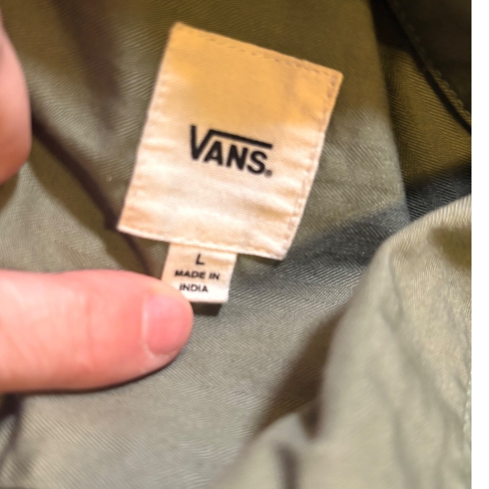 Vans Utility Shirt Mens L Green Good Long Sleeve Panther Patch Button Up Logo - Picture 5 of 8